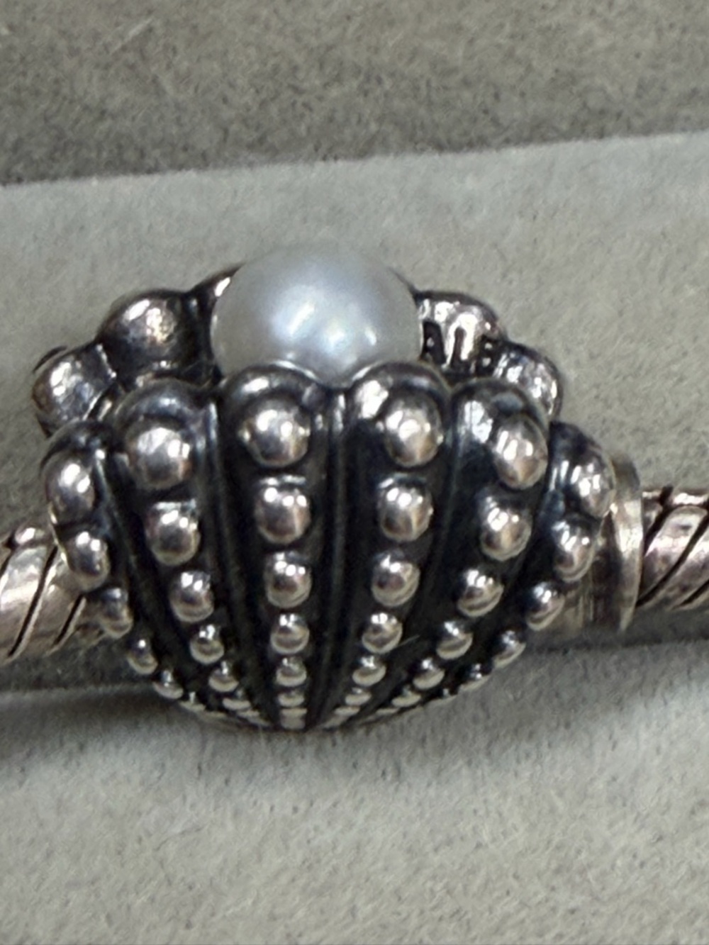 Authentic Pandora Seashell with Pearl Charm Silver Retired